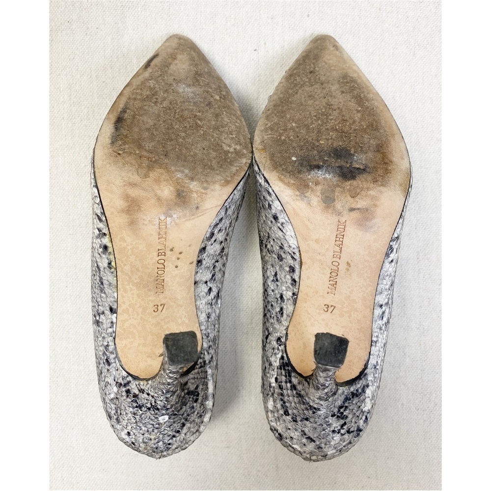 Manolo Blahnik Snake Print Sequin Pointy Toe Pump… - image 7